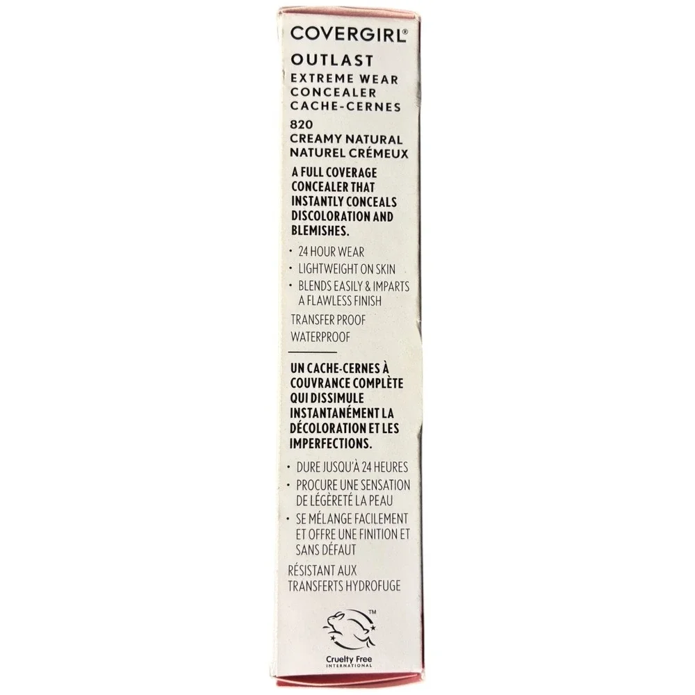 Covergirl Outlast Extreme Wear Concealer 820 Creamy‎ Natural Full Coverage NIB